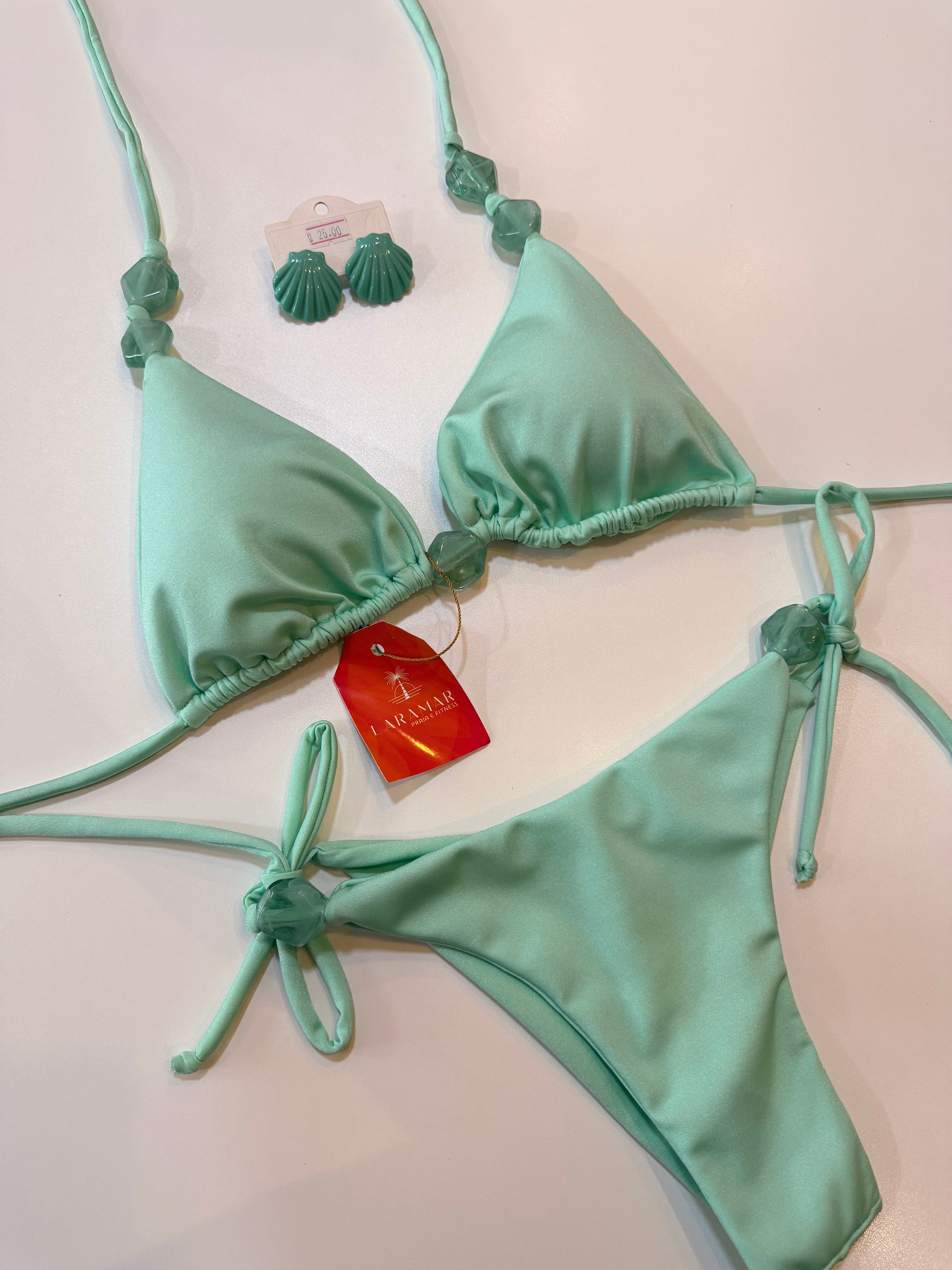 Biquíni Pedras Lacinho Feminino Cortininha com Amarração Ajustável Moda Praia