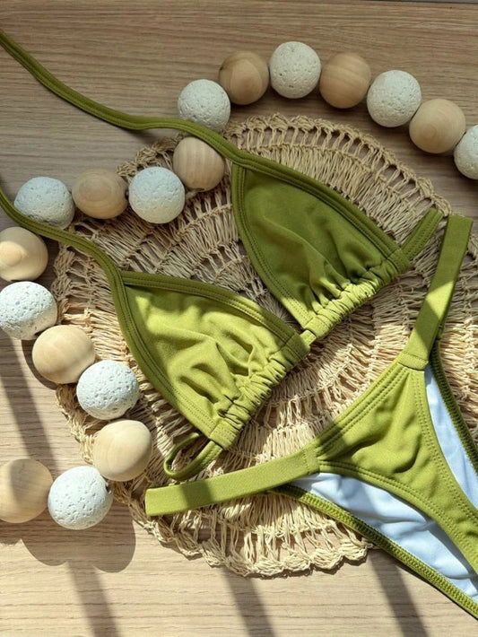 Biquíni Fita Feminino Cortininha com Calcinha Fio Ajustável Moda Praia